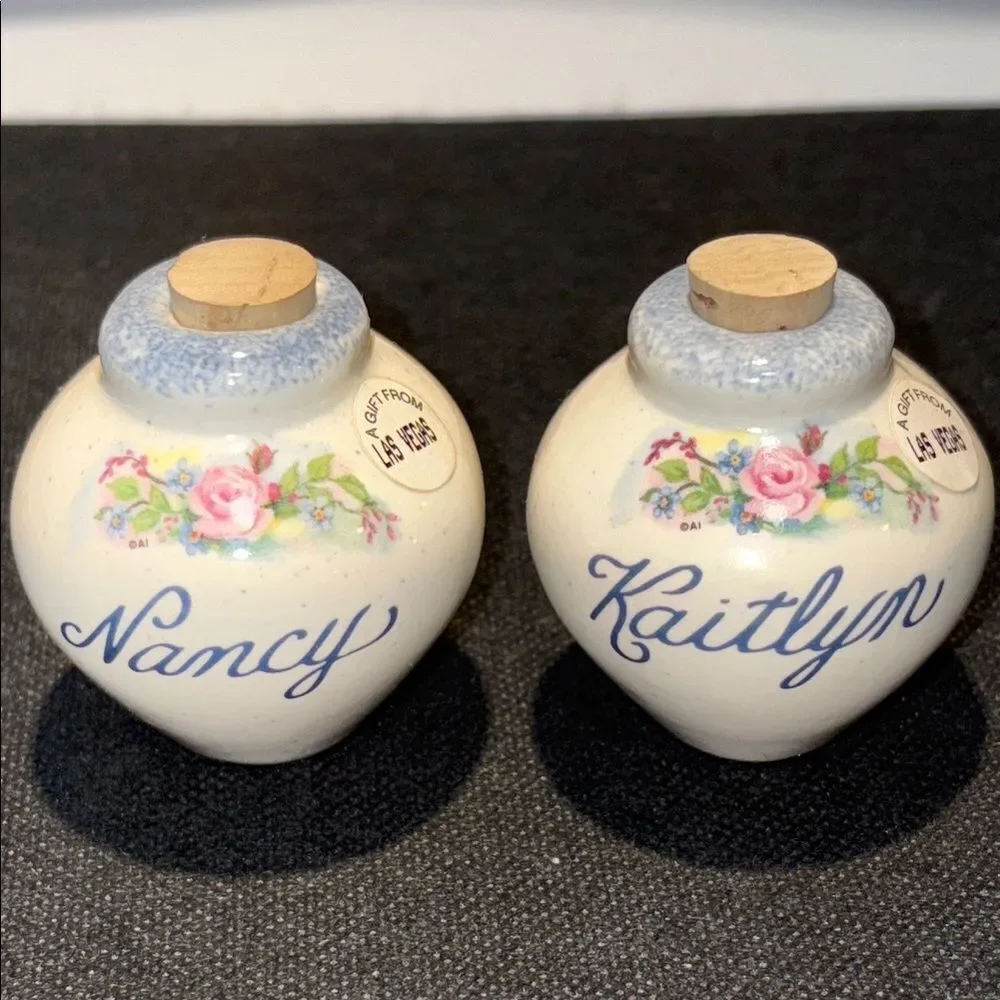 Floral Cream Ceramic Jars